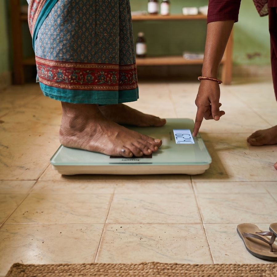 BMI check on a weighing scale